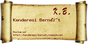 Kenderesi Bernát névjegykártya